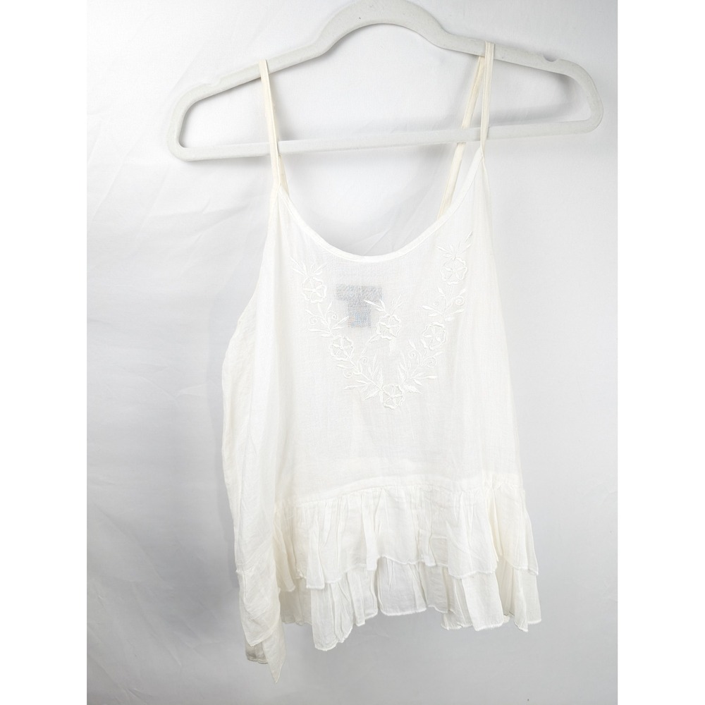 Vintage Y2K Wet Seal Floral Embroidered Fairy Ruffle Cami Tank Size S Layer Boho